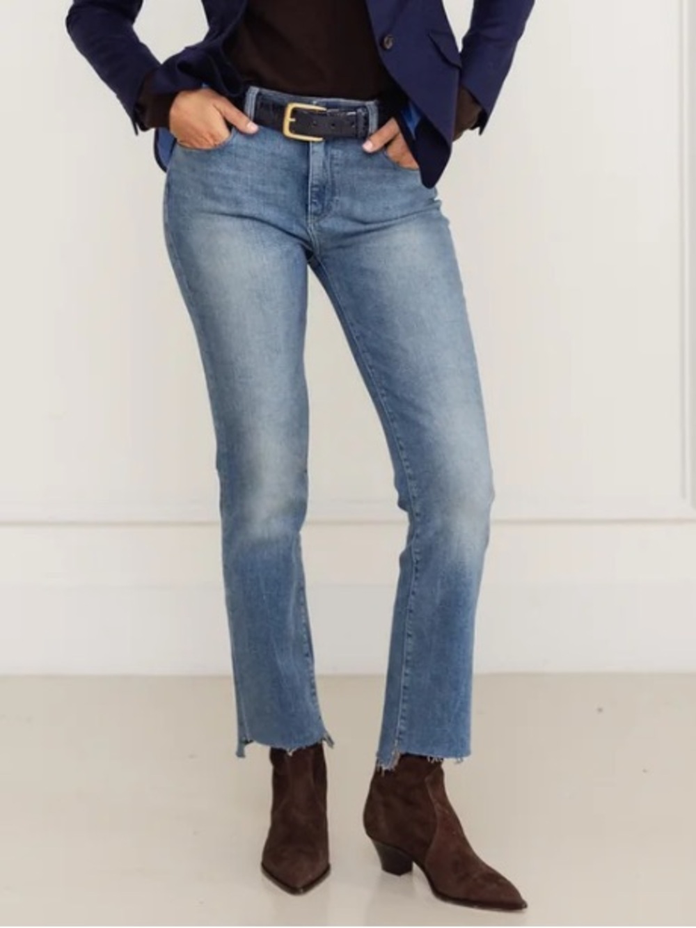 DL1962 women’s 28 Mara straight jeans mid rise instasculpt ankle in Blue current